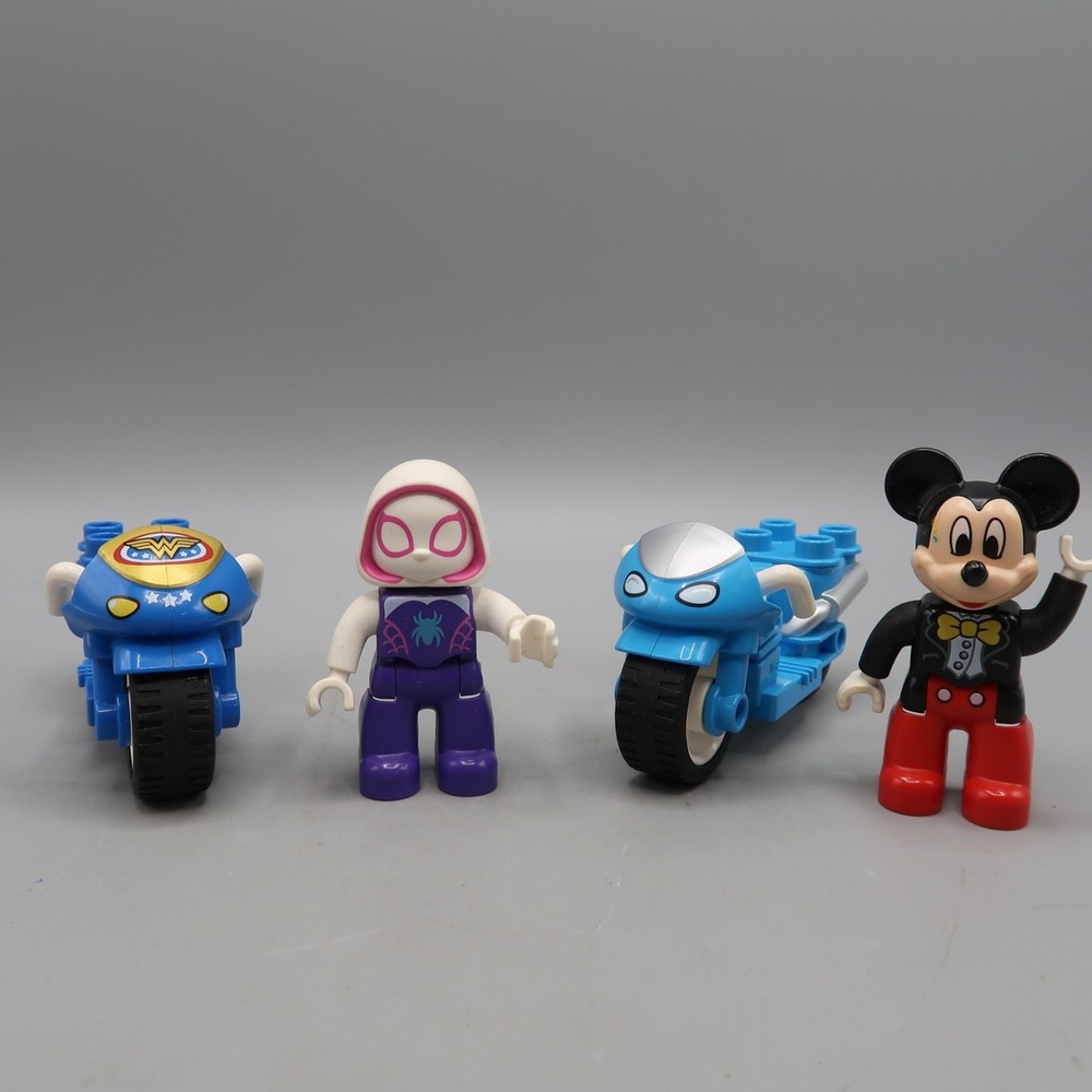 Lego Duplo Marvel Ghost Spider & Mickey Mouse Mini Figures Motorcycle Toy Lot